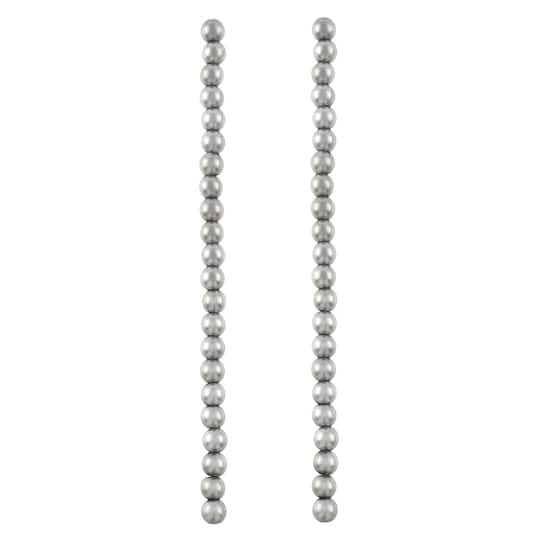 12 Pack: Rhodium Reconstituted Hematite Round Beads by Bead Landing